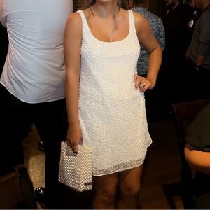 Abercrombie White Embellished Scoopneck Mini Dress